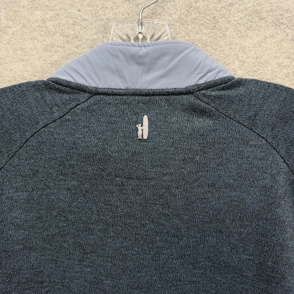 Johnnie-O Riggens Pullover Mens Large Noreaster Blue Grey 1/4 Zip Hybrid Pockets